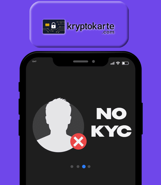 NO KYC text displayed on a smartphone